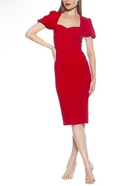 Alexia Admor Red Puff Sleeve Michaela Dress